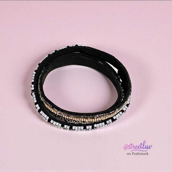 Stella & Dot Emma Triple Black Wrap Bracelet - Picture 7 of 8